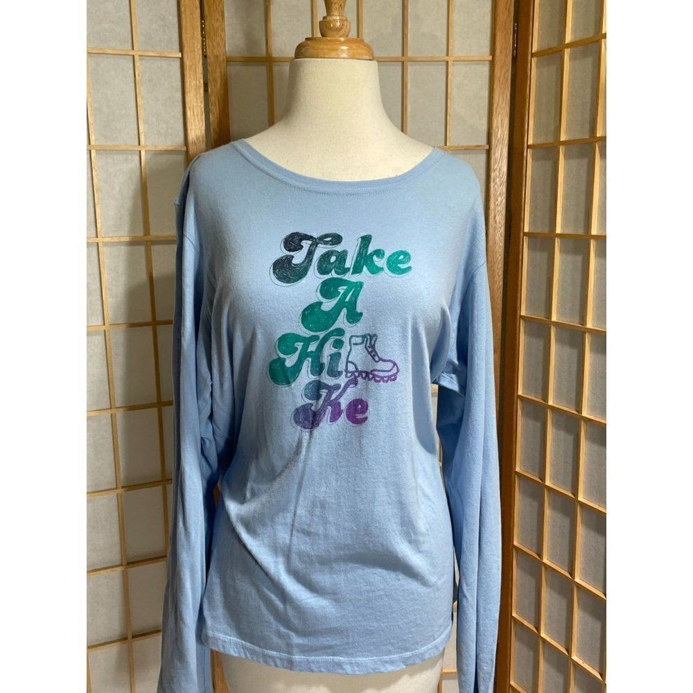 NWT Life Is Good XL Take A Hike Long Sleeve Graphic Tee Blue